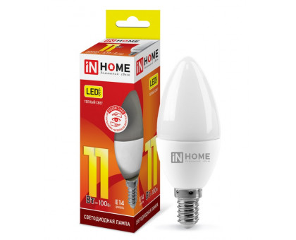 Лампа светодиодная LED-СВЕЧА-VC 11Вт 230В Е14 3000К 990Лм IN HOME (4690612020464)