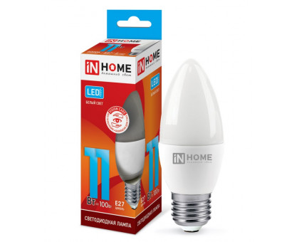 Лампа светодиодная LED-СВЕЧА-VC 11Вт 230В Е27 4000К 990Лм IN HOME (4690612020495)