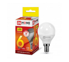 Лампа светодиодная LED-ШАР-VC 6Вт 230В Е14 3000К 540Лм IN HOME (4690612020501)