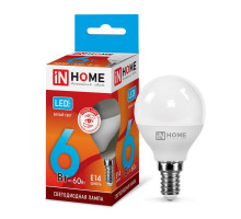 Лампа светодиодная LED-ШАР-VC 6Вт 230В Е14 4000К 540Лм IN HOME (4690612020518)