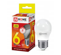 Лампа светодиодная LED-ШАР-VC 6Вт 230В Е27 3000К 540Лм IN HOME (4690612020525)