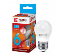 Лампа светодиодная LED-ШАР-VC 6Вт 230В Е27 4000К 540Лм IN HOME (4690612020532)