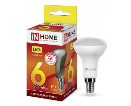 Лампа светодиодная LED-R50-VC 6Вт 230В Е14 3000К 530Лм IN HOME (4690612024240)