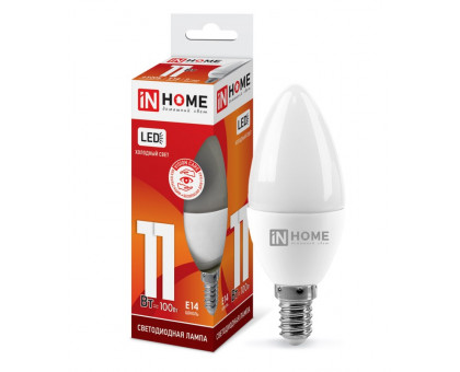 Лампа светодиодная LED-СВЕЧА-VC 11Вт 230В Е14 6500К 990Лм IN HOME (4690612024844)