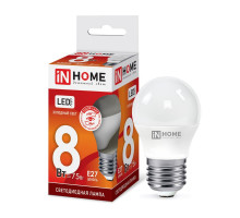 Лампа светодиодная LED-ШАР-VC 8Вт 230В Е27 6500К 720Лм IN HOME (4690612024905)