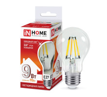 Лампа светодиодная LED-A60-deco 9Вт 230В Е27 6500К 810Лм прозрачная IN HOME (4690612026107)