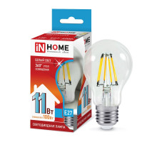 Лампа светодиодная LED-A60-deco 11Вт 230В Е27 4000К 990Лм прозрачная IN HOME (4690612026145)