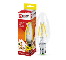 Лампа светодиодная LED-СВЕЧА-deco 9Вт 230В Е14 3000К 810Лм прозрачная IN HOME (4690612026183)