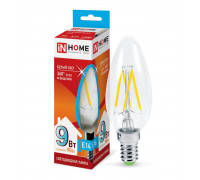 Лампа светодиодная LED-СВЕЧА-deco 9Вт 230В Е14 4000К 810Лм прозрачная IN HOME (4690612026206)