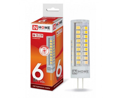 Лампа светодиодная LED-JCD-VC 6Вт 230В G4 6500К 540Лм IN HOME (4690612028637)