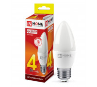 Лампа светодиодная LED-СВЕЧА-VC 4Вт 230В Е27 3000К 360Лм IN HOME (4690612030111)