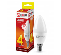 Лампа светодиодная LED-СВЕЧА-VC 4Вт 230В Е14 3000К 360Лм IN HOME (4690612030173)