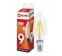 Лампа светодиодная LED-СВЕЧА-deco 9Вт 230В Е14 6500К 810Лм прозрачная IN HOME (4690612030197)