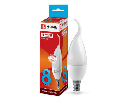 Лампа светодиодная LED-СВЕЧА НА ВЕТРУ-VC 8Вт 230В Е14 4000К 720Лм IN HOME (4690612030432)