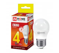 Лампа светодиодная LED-ШАР-VC 4Вт 230В Е27 3000К 360Лм IN HOME (4690612030579)