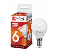 Лампа светодиодная LED-ШАР-VC 6Вт 230В Е14 6500К 540Лм IN HOME (4690612030630)