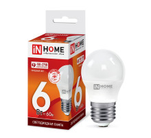 Лампа светодиодная LED-ШАР-VC 6Вт 230В Е27 6500К 540Лм IN HOME (4690612030654)