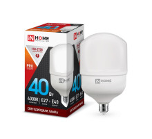 Лампа светодиодная LED-HP-PRO 40Вт 230В Е27 с адаптером E40 4000К 3600Лм IN HOME (4690612031095)