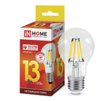 Лампа светодиодная LED-A60-deco 13Вт 230В Е27 3000К 1170Лм прозрачная IN HOME (4690612035581)