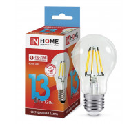 Лампа светодиодная LED-A60-deco 13Вт 230В Е27 4000К 1170Лм прозрачная IN HOME (4690612035604)