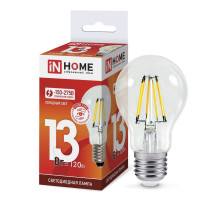 Лампа светодиодная LED-A60-deco 13Вт 230В Е27 6500К 1170Лм прозрачная IN HOME (4690612035628)