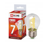 Лампа светодиодная LED-ШАР-deco 7Вт 230В Е27 6500К 630Лм прозрачная IN HOME (4690612036427)
