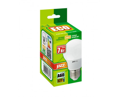 Светодиодная (LED) лампа Jazzway PLED-ECO-A60 7w E27 3000K 230V/50Hz (1033178)
