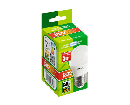 Светодиодная (LED) лампа Jazzway PLED-ECO-G45 5w E27 4000K 400Lm 230V/50Hz (1036988A)