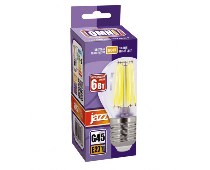 Светодиодная (LED) лампа Jazzway PLED OMNI G45 6w E27 3000K CL 230/50 (5021006)