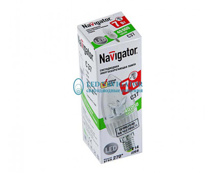 Светодиодная (LED) лампа Navigator NLL-C37-7-230-2.7K-E14-CL 7Вт Е14 Свеча (71854) Теплый белый свет