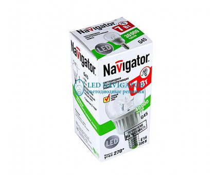 Светодиодная (LED) лампа Navigator NLL-G45-7-230-2.7K-E14-CL 7Вт Е14 Шар (71856) Теплый белый свет