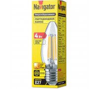 Светодиодная (LED) лампа Navigator 14 005 NLL-F-C35-4-230-2.7K-E27 4 Вт Е27 Свеча на ветру Теплый белый