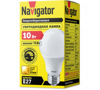 Диммируемая светодиодная (LED) лампа Navigator NLL-A60-10-230-2.7K-E27-DIMM 10Вт Е27 Груша (14122) Теплый белый свет