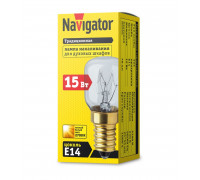 Лампа накаливания Navigator 61 207 NI-T25-15-230-E14-CL (для духовых шкафов) Е14 Трубчатая 15 Вт