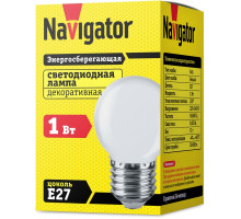 Светодиодная (LED) лампа Navigator 61 243 NLL-G45-1-230-W-E27 1 Вт Е27 Шар Белый