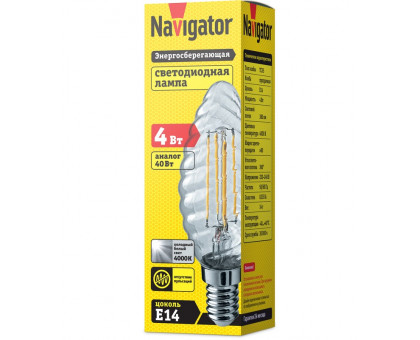Светодиодная (LED) лампа Navigator 61 340 NLL-F-TC35-4-230-4K-E14 4 Вт Е14 Свеча Холодный белый