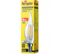 Светодиодная (LED) лампа Navigator 61 341 NLL-F-FC35-4-230-4K-E14 4 Вт Е14 Свеча на ветру Холодный белый