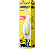 Светодиодная (LED) лампа Navigator 61 355 NLL-F-FC35-6-230-2.7K-E14 6 Вт Е14 Свеча на ветру Теплый белый