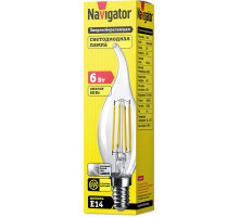 Светодиодная (LED) лампа Navigator 61 357 NLL-F-FC35-6-230-4K-E14 6 Вт Е14 Свеча на ветру Холодный белый