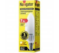 Диммируемая светодиодная (LED) лампа Navigator NLL-C37-7-230-2.7K-E14-3STEPDIMM 7Вт Е14 Свеча (61651) Теплый белый свет