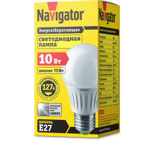Светодиодная (LED) лампа Navigator NLL-A60-10-127-4K-E27 10Вт Е27 Груша (61664) Холодный белый свет