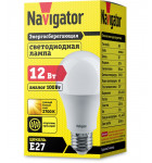 Светодиодная (LED) лампа Navigator NLL-A60-12-230-2.7K-E27 12Вт Е27 Груша (71296) Теплый белый свет