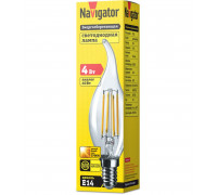 Светодиодная (LED) лампа Navigator NLL-F-FC35-4-230-2.7K-E14 4Вт Е14 Свеча на ветру (71308) Теплый белый свет