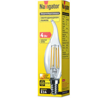 Светодиодная (LED) лампа Navigator NLL-F-FC35-4-230-2.7K-E14 4Вт Е14 Свеча на ветру (71308) Теплый белый свет