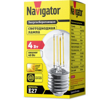 Светодиодная (LED) лампа Navigator NLL-F-G45-4-230-2.7K-E27 4Вт Е27 Шар (71310) Теплый белый свет