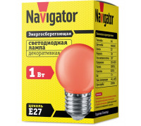 Светодиодная (LED) лампа Navigator NLL-G45-1-230-R-E27 1Вт Е27 Шар (71827) Красный свет