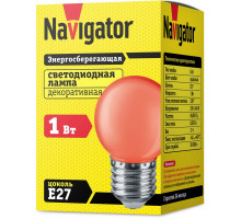 Светодиодная (LED) лампа Navigator NLL-G45-1-230-R-E27 1Вт Е27 Шар (71827) Красный свет