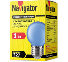 Светодиодная (LED) лампа Navigator NLL-G45-1-230-B-E27 1Вт Е27 Шар (71829) Синий свет