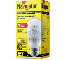 Светодиодная (LED) лампа Navigator NLL-G45-7-230-2.7K-E27-CL 7Вт Е27 Шар (71855) Теплый белый свет