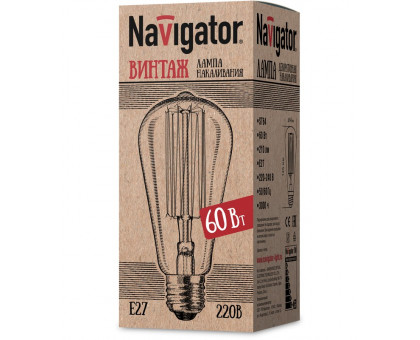 Ретро лампа Navigator 71 957 NI-V-ST64-SC17-60-230-E27-CLG Е27 60Вт